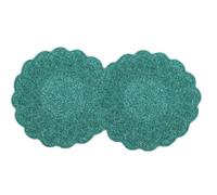 Lightnpro Beaded Scalloped Round Thanksgiving & Christmas Placemat - Teal, 13 Inch