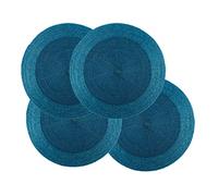 Lightnpro Glitz Beaded Charger Placemat - Turquoise Blue Placemat Set of 4, Handmade Round Table Mats - Christmas Xmas Dining Harvest Fall Holiday Celebration Festive Party Table Décor - 13 inch