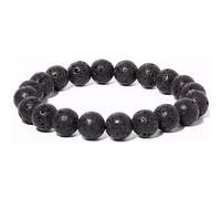 Lightock 10mm Round Beads Stretch Bracelets for Men Women Gem Semi Precious Gemstone Beaded Bracelets 7 Inch Unisex Gifts, M, Stone, Lava Stone