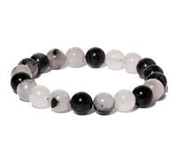 Lightock 10mm Round Beads Stretch Bracelets for Men Women Gem Semi Precious Gemstone Beaded Bracelets 7 Inch Unisex Gifts, M, Stone, rutilated quartz