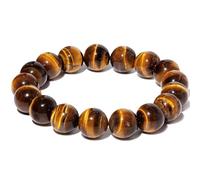 Lightock 12mm Round Beads Stretch Bracelets for Men Women Gem Semi Precious Gemstone Beaded Bracelets 7 Inch Unisex Gifts, L, Stone, tiger eye