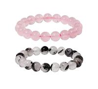 Lightock 2 Pieces Natural Tiger Eye Gemstone 10mm Stretch Couples Men Healing Crystals Anxiety Beads Bracelets for Women Men Energy Jewelry Unisex, Mediano, Stone, Quartz