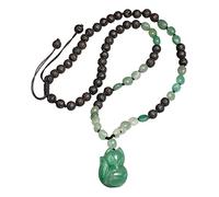 Lightock Green Aventurine Jade Fox Pendant Necklaces for Women Lava Stone Braided Rope Essential Oil Diffusers Crystals Beaded Necklace Relaxation Gifts
