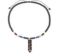 Lightock Reiki 7 Chakra Lava Stone Beaded Necklace Wire Wrapped Obsidian Tree of Life Charms Pendant Necklaces for Women Protection Meditation Yoga Relaxation Gifts