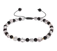 Lightock Tumbled Clear Quartz Beaded Anklet Adjustable Handmade Crystals and Stones Ankle Bracelets for Women Beach Foot Jewelry Gifts, L, Stone, obsidian