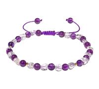 Lightock Tumbled Clear Quartz Beaded Anklet Adjustable Handmade Crystals and Stones Ankle Bracelets for Women Beach Foot Jewelry Gifts, L, Stone, Amethyst