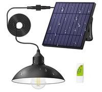 Lightonight Solar Pendant Lights IP65 Weatherproof Dusk to Dawn Solar Shed Lamp with Remote Controller for Outdoor Gazebo Barn Chicken Coop Bullpen Pig Pen Stables Tents 1 Pack