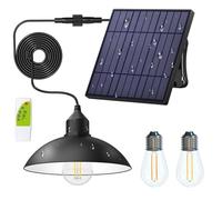 Lightonight Solar Shed Light Outdoor Pendant Light with 4000mAh Solar Panel Warm/White Dimmable with Remote, Solar Powered Hanging Barn Light with Remote for Shed, 1 Pack
