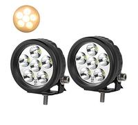 Lightronic 3.5" Round Compact 18W 3000K Amber Beam Super Bright 10° Long-Range Illumination Spot Beam LED Off Road Fog & Pod Light for Driving in Fog Rain Snow & Dust, IP69 Waterproof Rating, 2-Pieces