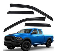 Lightronic WV94101 Outside-Mount Side Window Visor Deflector Rain Guard, Dark Smoke Shatterproof, 4-Pieces Set for 2009-2018 Dodge Ram 1500 Quad Cab, 2019-2023 Ram 1500 Classic Quad Cab