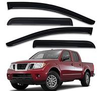 Lightronic WV94407 Tape-on Side Window Visor Deflector Rain Guard, Dark Smoke Shatterproof, 4 PCS Set for 2005-2020 Nissan Frontier & Navara Crew Cab