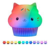 Lights by Night Gabby's Cakey Cat Squishy Dollhouse Night Light Colour Changing Table Lamp for Kids Room Bathroom Playroom Battery Option USB Powered - 78941