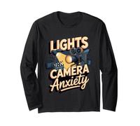 Lights Camera Anxiety Videography Videographer Filmmaker Long Sleeve T-Shirt
