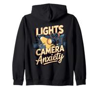 Lights Camera Anxiety Videography Videographer Filmmaker Zip Hoodie