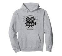 Lights Camera Teach: Hollywood Inspired Educator Gift Pullover Hoodie, Adult Unisex, Heather Grey, M