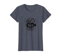 Lights Camera Teach: Hollywood Inspired Educator Gift T-Shirt, Women, Heather Blue, XXL