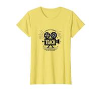 Lights Camera Teach: Hollywood Inspired Educator Gift T-Shirt, Women, Lemon, S