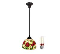 Lights For Living Room Bed Chandelier, Tiffany Pendant, Vintage Glass Chandeliers, E27 Ceiling, Pendant Fixture Kitchen Dining Hallway, Adjustable Height, with LE