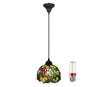 Lights For Living Room Bed Chandelier, Tiffany Pendant, Vintage Glass Chandeliers, E27 Ceiling, Pendant Fixture Kitchen Dining Hallway, Adjustable Height, with LE