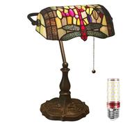 Lights For Living Room Vintage Desk/Banker's, Tiffany Bedside, Stained Glass Shade, Pull Switch and Bulb, Headboard, Dragonfly