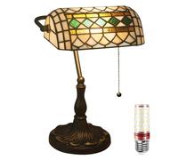 Lights For Living Room Vintage Desk/Banker's, Tiffany Bedside, Stained Glass Shade, Pull Switch and Bulb, Headboard, Green