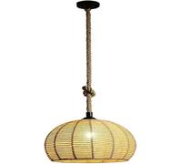 Lights Indoor Retro Round Ball Hemp Rope Hanging Chandelier Japanese Pastoral Ceiling Lamp for Clothing Shop Bar Table Coffee Shop Restaurant (Medium)/Small