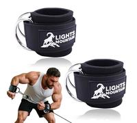 Lights Mountain Wrist Cuffs for Cable Machine Attachments - Adjustable Padded Straps with Dual D-Rings for Forearm, Arm & Rehab Training