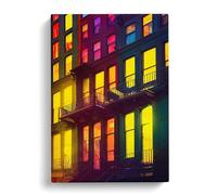Lights Of A Building Architecture No.2 Canvas Print | Gallery Wrapped 30mm Frame Wall Art | 30x20 inches | Ready to Hang | Modern Cityscape Picture | Living Room Bedroom Lounge Office