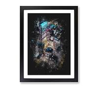 Lights Of Chicago City Paint Splash Modern Framed Print | A3 Black Framed Wall Art | Ready to Hang | Modern Cityscape Picture | Living Room Bedroom Lounge Office