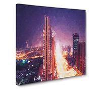 Lights of Dubai Canvas Print | Gallery Wrapped 30mm Frame Wall Art | 20x20 inches | Ready to Hang | Abstract Picture | Living Room Bedroom Lounge Office