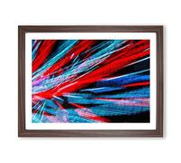 Lights Of Santa Monica Pier In Abstract Modern Art Framed Wall Art Print, Ready to Hang Picture for Living Room Bedroom Home Office Décor, Walnut A4 (34 x 25 cm)