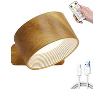 Lights of Sweden Wall Lamps, Home Touch Control Rechargeable Remote Adjustable Dimmable 360° Magnetic Rotation, 3-Level Color & Brightness, Double-Sided Light, Cordless for Office & Home (Brown*1)