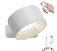 Lights of Sweden Wall Lamps, Home Touch Control Rechargeable Remote Adjustable Dimmable 360° Magnetic Rotation, 3-Level Color & Brightness, Double-Sided Light, Cordless for Office & Home (White*1)