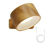Lights of Sweden Wall Lights, Rechargeable Wall Mounted Sconces,LED Indoor Wall Lamp, LED Sconces with Remote,Wireless Wall Light,for Bedroom, Bathroom, Living Room, Kitchen [Energy Class A] (Wood)