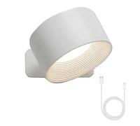 WANWEN Lights of Sweden Wall Lights, Rechargeable Wall Mounted Sconces, Led Wall Sconce, Wall Mounted Lamp with 2000 mah Battery, for Bedroom, Bathroom, Living Room, Kitchen (1*White)