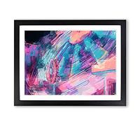 Lights Of The Fair In Abstract Modern Art Framed Wall Art Print, Ready to Hang Picture for Living Room Bedroom Home Office Décor, Black A2 (64 x 46 cm)