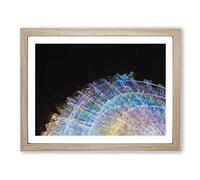 Lights Of The Ferris Wheel In Abstract Modern Art Framed Print | A2 Oak Framed Wall Art | Ready to Hang | Abstract Fantasy Picture | Living Room Bedroom Lounge Office