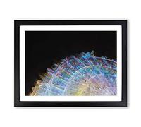 Lights Of The Ferris Wheel In Abstract Modern Art Framed Print | A4 Black Framed Wall Art | Ready to Hang | Abstract Fantasy Picture | Living Room Bedroom Lounge Office