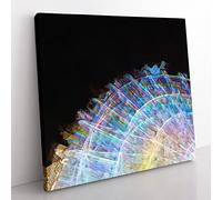 Lights of the Ferris Wheel in Abstract Modern Canvas Wall Art Print Ready to Hang, Framed Picture for Living Room Bedroom Home Office Décor, 35x35 cm (14x14 Inch)