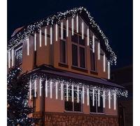 Lights String Indoor Meteor Shower Rain Light 50cm 10 Tubes 480 LED Tubes Decorative Waterproof Falling Rain Lights Icicle Raindrop for Holiday Wedding Tree Decoration, White