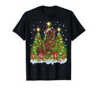 Lights Xmas Tree Decoration Santa Newfoundland Dog Christmas T-Shirt