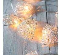 Lights4fun 1.35m Silver Metal Mesh Heart Fairy String Lights - 10 Warm White ...