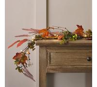 Lights4fun 1.5m Artificial Mix Orange Leaf Autumn Foliage Garland Indoor Decoration with Battery Operated Micro LED Fairy Lights