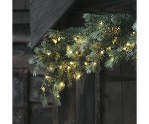 Lights4fun 1.5m Pre Lit Christmas Garland Indoor Decoration 180 Dual Micro LEDs Battery Operated with Timer