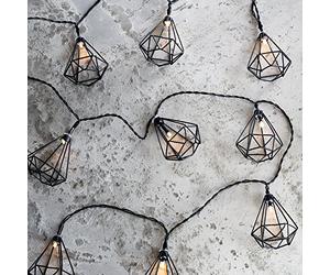 Lights4fun 10 Black Diamond Cage Battery Operated LED Fairy Lights
