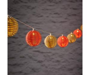 Lights4fun 10 LED Orange and Cream Wicker Rattan Ball Outdoor Solar Powered Decorative Garden String Fairy Lights Fully Waterproof 2.25m