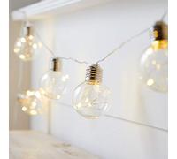 Lights4fun 10 Micro LED Warm White Edison Clear Bulb Festoon String Lights Battery Operated Indoor Outdoor Use 1.5m