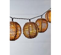 Lights4Fun 10 Rattan Lantern Solar Fairy Lights One Colour