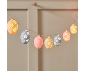 Lights4fun 10 Warm White LED Pastel Easter Egg Battery Operated LED String Fairy Lights with Timer 4.5m