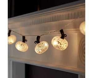 Lights4fun 10 White Mercury Glass Pumpkin Battery Operated LED Indoor Autumn Halloween Fairy String Lights 1m